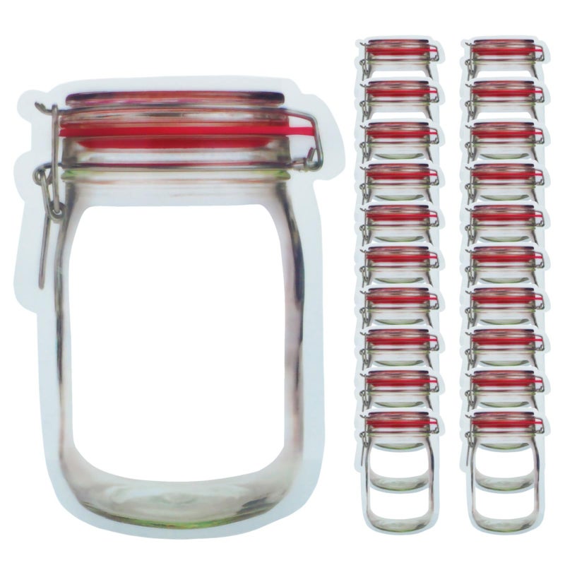 laffeya Candy Snack Bag, 20 Red 500ML Reusable Mason Jar Bags - Ideal for Tea and cookies Storage - Image 1